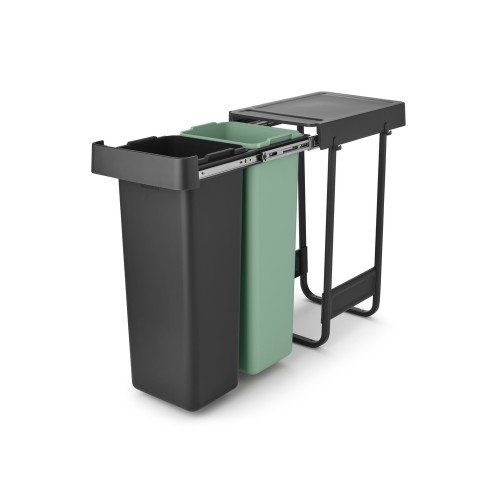 Šiukšlių dėžė Brabantia Sort & Go Dark Grey&Jade, žalia, mont. 2x30 l