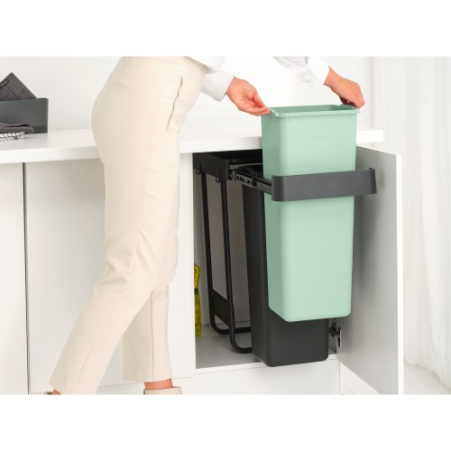 Šiukšlių dėžė Brabantia Sort & Go Dark Grey&Jade, žalia, mont. 2x30 l