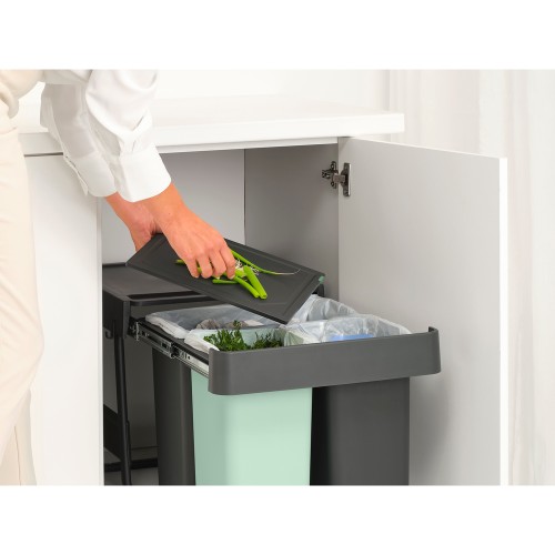 Šiukšlių dėžė Brabantia Sort&Go Dark Grey&Jade, mont.10+10+20 l