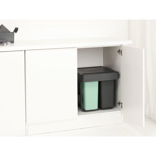 Šiukšlių dėžė Brabantia Sort&Go Dark Grey&Jade, mont.10+10+20 l
