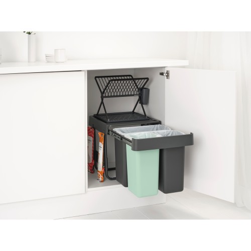 Šiukšlių dėžė Brabantia Sort&Go Dark Grey&Jade, mont.10+10+20 l