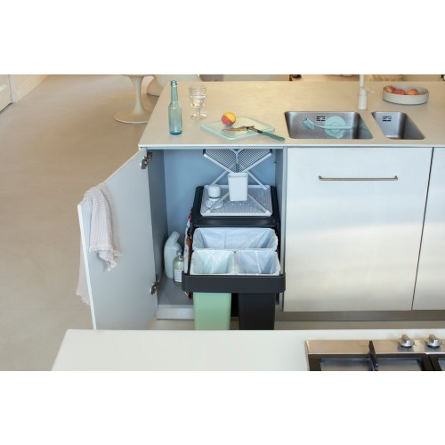 Šiukšlių dėžė Brabantia Sort&Go Dark Grey&Jade, mont.10+10+20 l