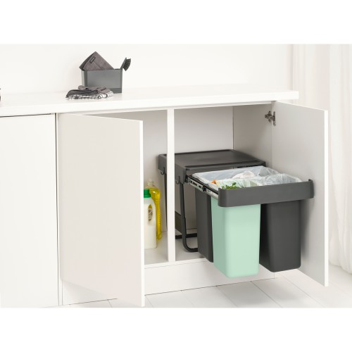 Šiukšlių dėžė Brabantia Sort&Go Dark Grey&Jade, mont.10+10+20 l