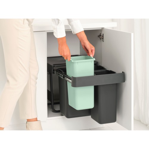 Šiukšlių dėžė Brabantia Sort&Go Dark Grey&Jade, mont.10+10+20 l
