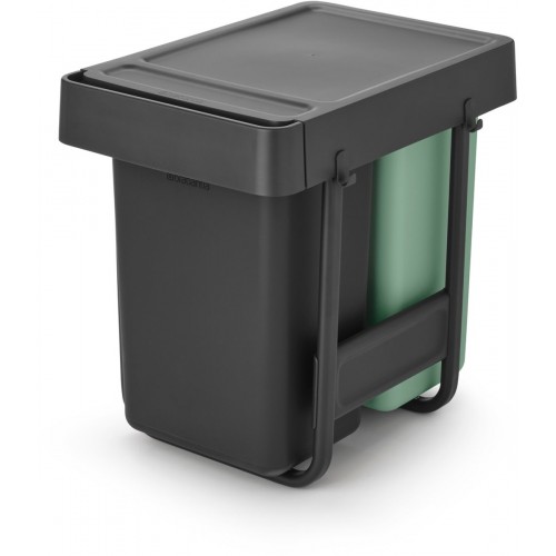 Šiukšlių dėžė Sort&Go Dark Grey&Jade Green, mont. 2 x 15 L