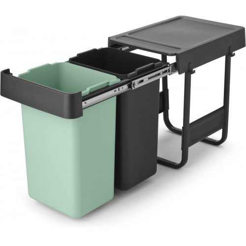 Šiukšlių dėžė Sort&Go Dark Grey&Jade Green, mont. 2 x 15 L