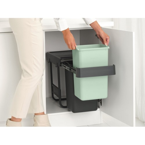Šiukšlių dėžė Sort&Go Dark Grey&Jade Green, mont. 2 x 15 L