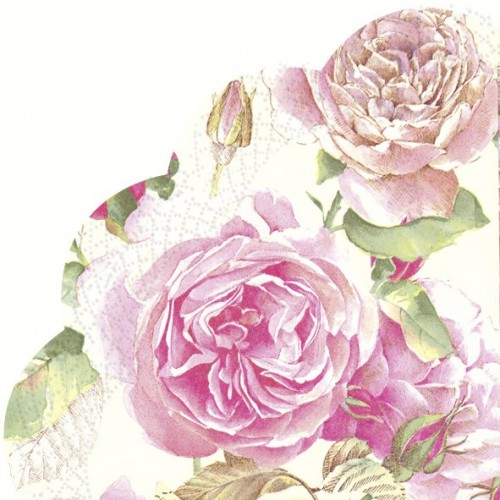 Popierinės servetėlės Tea rose, baltos sp, Ø 34 cm