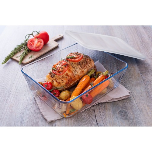 Indas su dangčiu šaldymui – kepimui COOK & FREEZE, skaidrios sp., 24 cm x 19 cm, 2,6 l