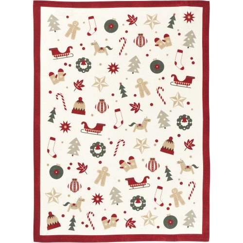 Virtuvinis rankšluostis su kalėdiniais motyvais ALL 4 X-MAS, raudonos sp., 50 cm x 70 cm