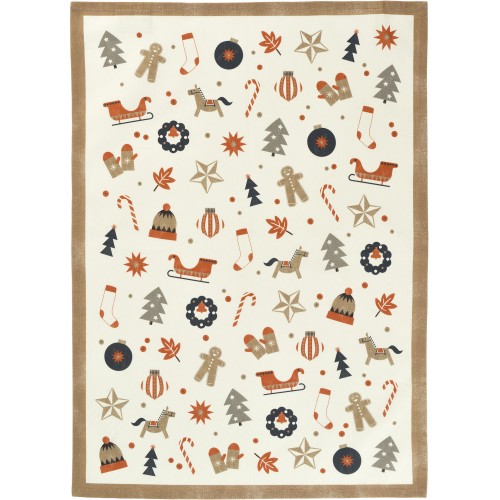 Virtuvinis rankšluostis su kalėdiniais motyvais ALL 4 X-MAS, smėlio sp., 50 cm x 70 cm