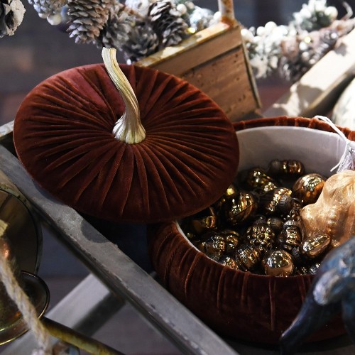 Dėžutė RUST VELVET PUMPKIN BOX, orandžinės sp., Ø 24 cm