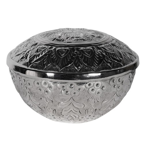 Žvakė inde su dangčiu SILVER OUD/GREEN TEA, sidabrinės sp., Ø 15,5 cm