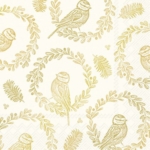 Servetėlės BRIGHT BIRD WREATH, kreminės / auksinės sp., 33 x 33 cm