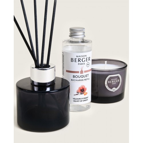 Kvapo namams rinkinys MINI DUO VARIATION Velvet of Orient, pilkos sp., 80 ml + žvakė 80 g