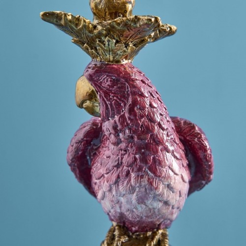 Žvakidė ant kojelės su papūga, įvairių sp., 39.5 cm, 1 vnt