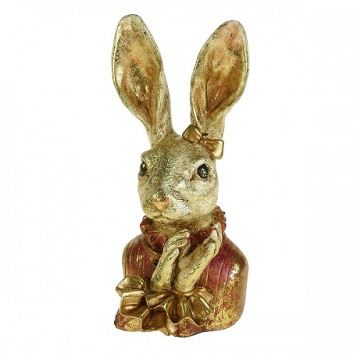 Dekoracija pastatomas triušis HANNILEIN, auksinės / rausvos sp., 23,5 cm