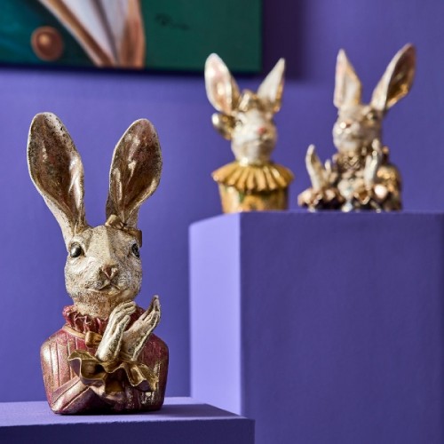 Dekoracija pastatomas triušis HANNILEIN, auksinės / rausvos sp., 23,5 cm
