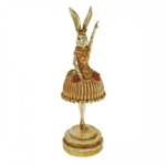 Dekoracija pastatomas triušis - balerina, auksinės / rausvos sp., 35 cm
