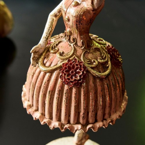 Dekoracija pastatomas triušis - balerina, auksinės / rausvos sp., 35 cm