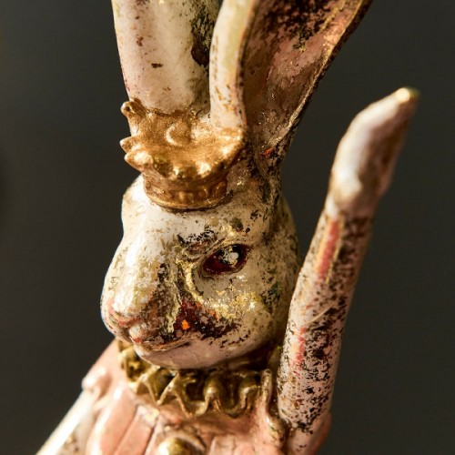 Dekoracija pastatomas triušis - balerina, auksinės / rausvos sp., 35 cm