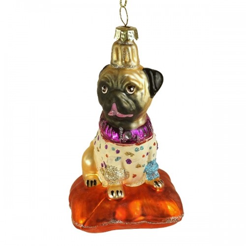 Kalėdinis žaislas šuo DOG PUG, įvairių sp., 9,5 cm
