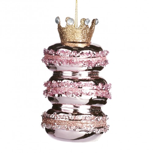 Kalėdinis žaislas MACAROON, rožinės / auksinės sp., 11 cm