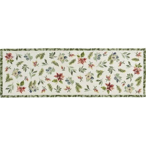 Stalo takelis su kalėdiniais motyvais X-MAS GREENS, žalios sp., 32 cm x 96 cm