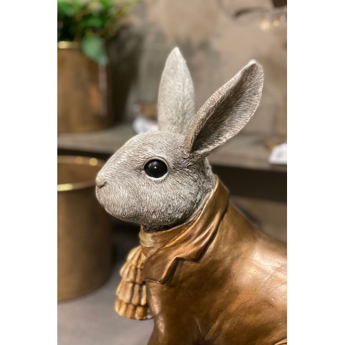 Dekoracija Rabbit Bronze Poly, balta/auksinė sp.