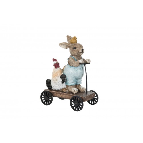 Dekoracija A Lot Rabbit/Hen Wheeler Poly, 15 cm