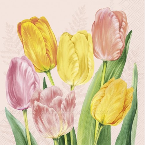 Servetėlės IHR SPRING TULIPS, rausvos sp.