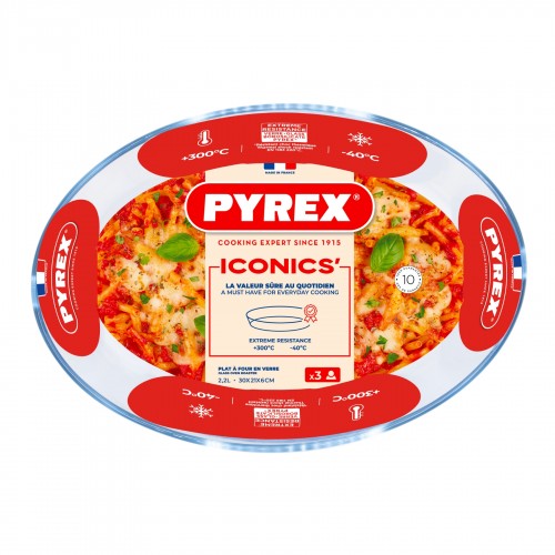 Stiklinis ovalus kepimo indas Pyrex ICONICS, 30 x 21 cm