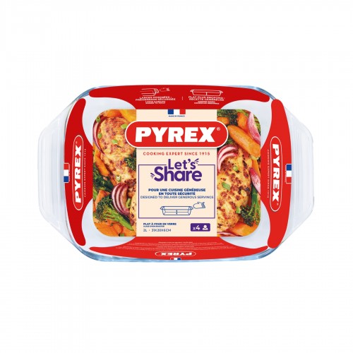 Stačiakampė stiklinė kepimo forma Pyrex LET'S SHARE, 2,2 l