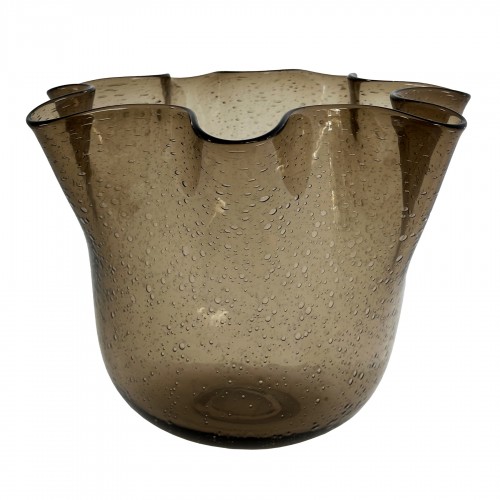 Vaza Shishi Glass Waved, skaidrios rudos sp., 22 cm