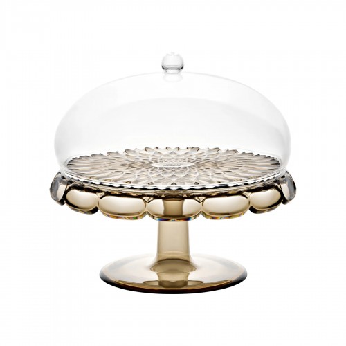 Tortinė ant kojelės su dangčiu Guzzini VANITY smoke, rudos sp., 30 cm
