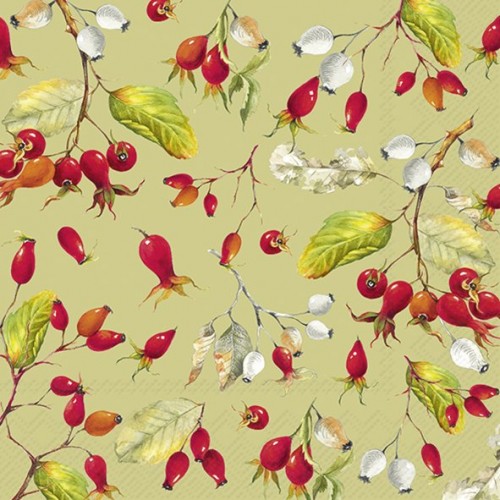 Servetėlės IHR ROSE HIPS, žalios sp., 33 x 33 cm