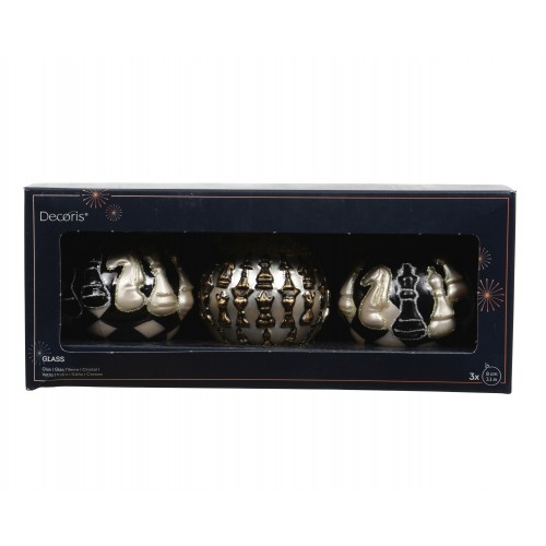 Kalėdinių žaislų rinkinys Baubles, įvairių sp., 3 vnt., 8 cm