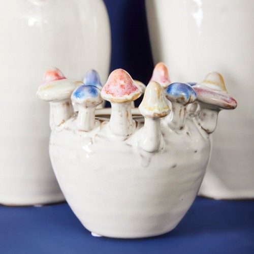 Vaza Wener Voss Mushrooms, baltos sp., 9 cm