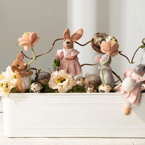 Pakabinama dekoracija A Lot Wool Mouse Flower, 1 vnt., 16 cm