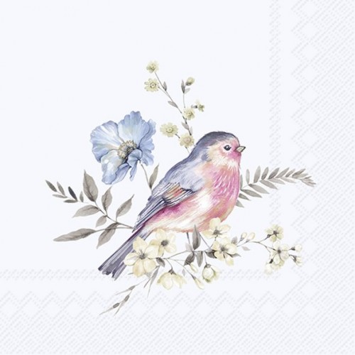 Servetėlės IHR SOFTLY FADED BIRDS, melsvos sp., 25 x 25 cm