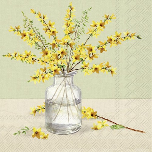 Servetėlės IHR FORSYTHIA BRANCH, šviesiai žalios sp., 25 x 25 cm