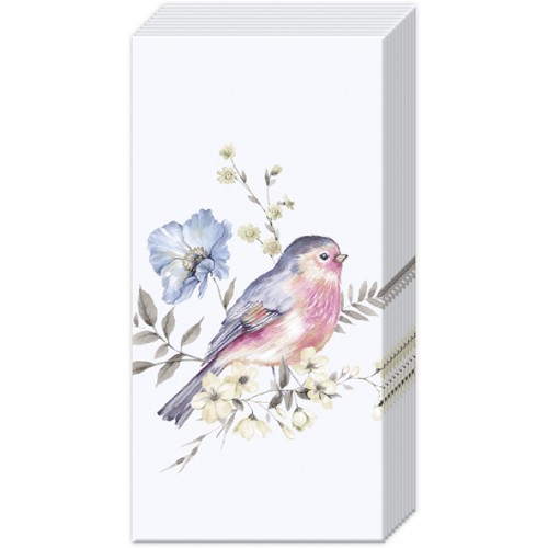 Servetėlės nosinaitės IHR SOFTLY FADED BIRDS, melsvos sp., 21 x 21 cm