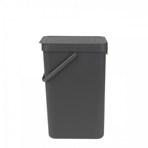 Pilka plastikinė šiukšlių dėžė Brabantia SORT & GO, 16 l